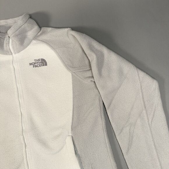 The North Face Jacket Women's Small White Gray Fleece Full Zip Polartec - Picture 3 of 12